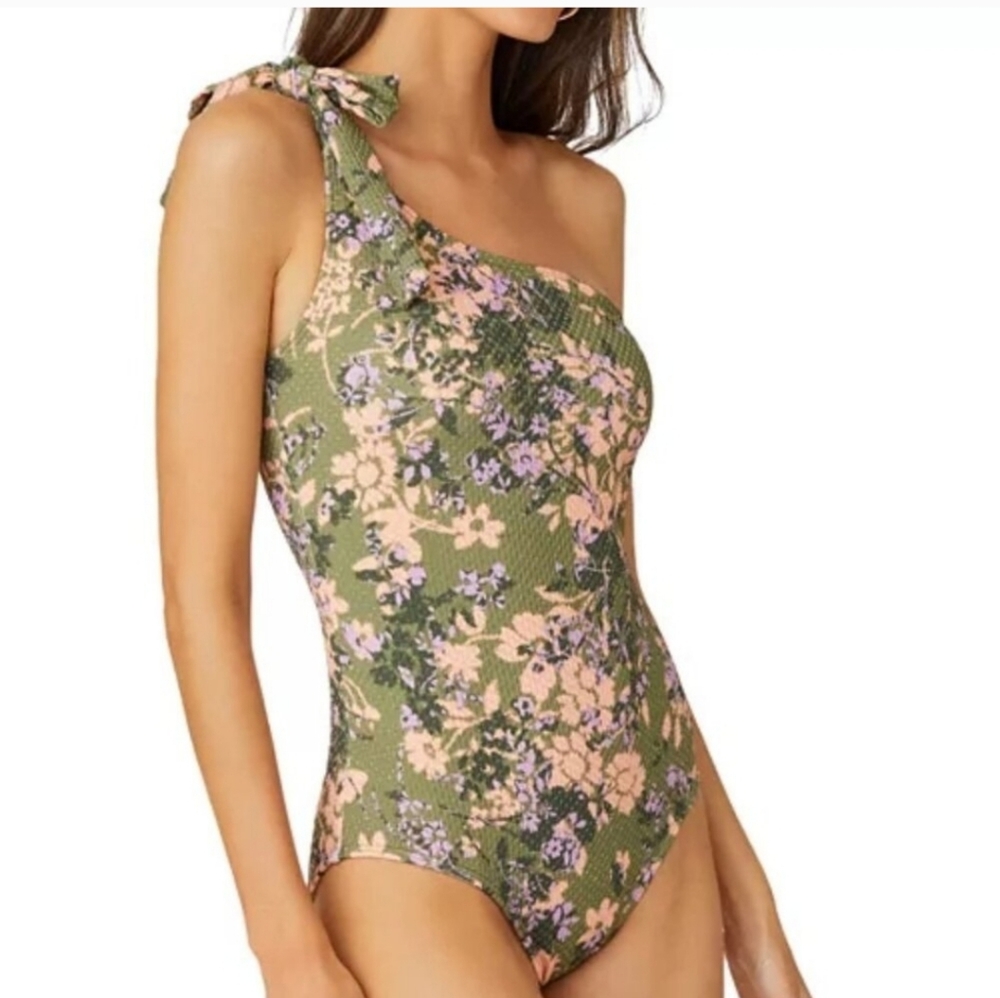 Shoshanna Shadow One Shoulder One Piece Swimsuit Size 6 NWT